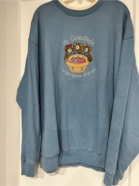 Blue 'My Grandkids' Embroidered Bear Sweatshirt - 2X Women’s sweatshirt